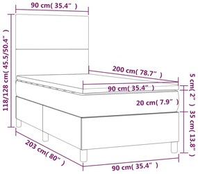 Cama com molas/colchão 90x200 cm veludo cinza-escuro