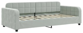 Sofá-cama com gavetão 90x190 cm veludo cinzento-claro