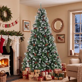 Árvore de Natal Artificial 240 cm Abeto com 1773 Pontas Ramos Articulados e Base Dobrável em Aço