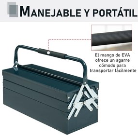 Caixa de Ferramentas portátil Dobrável de Aço com 5 compartimentos com