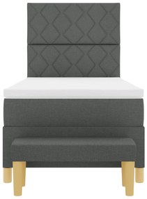 Cama Box Spring com Colchão e Base Cinza Escuro 100x200 cm Tecido