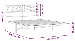 Estrutura de cama com cabeceira 140x190 cm metal branco