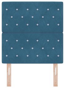Cabeceira vidaXL com Botão de Cristal Tufted Azul Escura 80 cm Veludo,