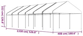 Gazebo com telhado 13,38x4,08x3,22 m polietileno branco