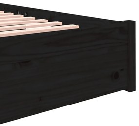 Estrutura cama pequena casal 120x190 cm pinho maciço preto