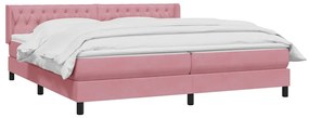 Cama com molas colchão 200x210 cm veludo rosa