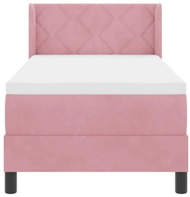 Cama Box Spring com Colchão Rosa 80x200 cm Veludo