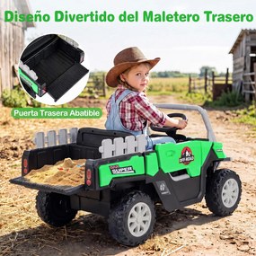 Carrinho Elétrico Infantil 12V para crianaças 2 a 5 anos, 99 x 54 x 52 cm, Dois Motores, Verde