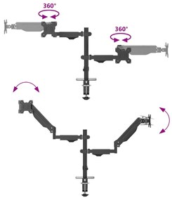 Braço para monitor duplo ecrã de 27" máx. VESA 75/100 mm 20 kg