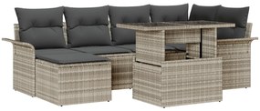 Conjunto de Sofá de Jardim vidaXL de 7 Peças com Almofadas Cinza Claro