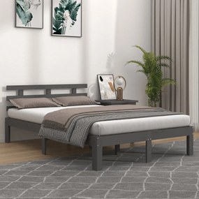 vidaXL Estrutura cama pequena casal 120x190 cm pinho maciço cinza