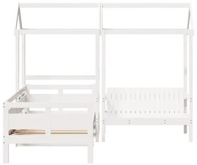 Conj. sofá-cama e banco c/ telhado 90x200cm pinho maciço branco