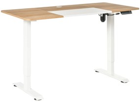 Vinsetto Secretária Elétrica de Pé com Ajuste Elétrico de Altura e 4 Teclas de Memória para Casa Escritório 140x70x72-116 cm Branco e Natural