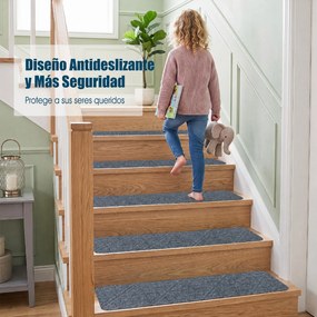 Conjunto de 15 Tapetes Antiderrapantes para Escadas, 76 x 20 cm, Laváveis na Máquina, Cinzento