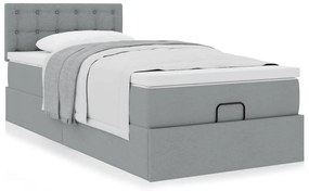 Estrutura cama otomana colchão 90x190 cm tecido cinzento claro