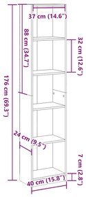 Estante 40x24x176 cm derivados de madeira branco brilhante