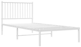 Estrutura de cama com cabeceira 90x200 cm metal branco