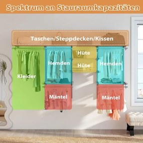 Armário aberto para roupa 122 - 244 cm Cabide de parede extensível Sistema de armazenamento DIY Cinza