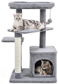 Árvore de atividades para gatos com plataforma de salto e poste arranhador para gatinhos
