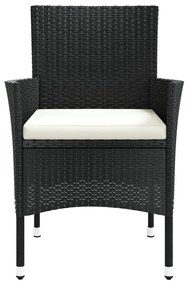 Cadeiras de jardim com almofadões 4 pcs vime PE preto