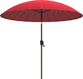 Outsunny Guarda-sol de jardim Guarda-sol direito inclinável redondo manivela alumínio fibra de vidro diâmetro 2,60 m cor vermelho | Aosom Portugal