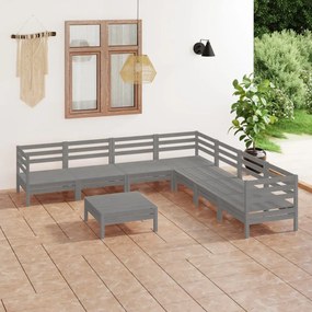 vidaXL 8 pcs conjunto lounge de jardim pinho maciço cinzento