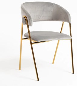 Cadeira Mihu Gold Veludo - Cinza claro