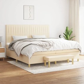 vidaXL Cama com molas/colchão 200x200 cm tecido cor creme
