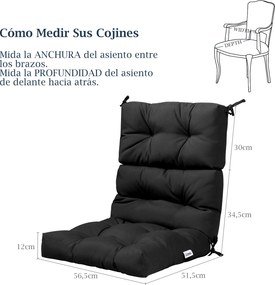Almofada para Cadeira de Encosto Alto (CADEIRA NÃO INCLUIDA), 56,5 x 51,5 x 64,5 cm, Encosto Ajustável, Preto