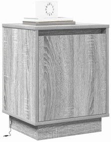 Cômodas de Cabeceira com Luzes LED 2 pcs Cinza Sonoma 39x34,5x50 cm