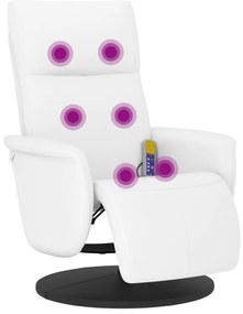 Cadeira massagens reclinável c/apoio pés couro artif. branco