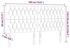 Cabeceira cama c/ luzes LED tecido 180x7x118/128cm cinza-claro