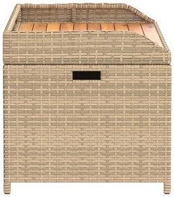 Banco de arrumação 100x50x52 cm vime PE/acácia mistura de beges