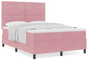 Cama Box com Colchão vidaXL Rosa 160x200 cm Veludo