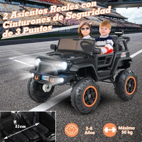 Carro elétrico de 24 V 2 Lugares para crianças a partir dos 3 anos com controlo remoto, música, narração de histórias, USB e buzina Suspensões de mola