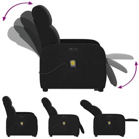 Poltrona elétrica elevatória massagens tecido preto