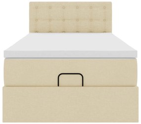 Cama otomana com colchão 100x200 cm tecido creme