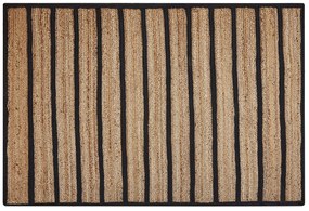 Tapete de juta preto e creme 140 x 200 cm KARADONA Beliani