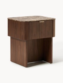 Mesa de cabeceira em madeira com tampo em mármore Zumi