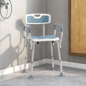 Cadeira de Duche Ergonómica, 56,5 x 53,5 x 87 cm, Altura Regulável, Branco