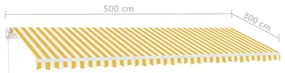 Toldo retrátil manual com LED 500x300 cm amarelo e branco