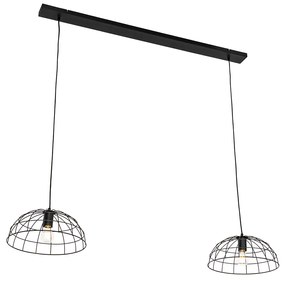 Candeeiro suspenso industrial preto 2 luzes - Hanze Industrial