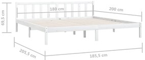 Estrutura de cama super king 180x200 cm pinho maciço branco