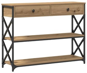 Mesa de Console vidaXL Carvalho Artesanal 100x28x75 cm Madeira Engenhe