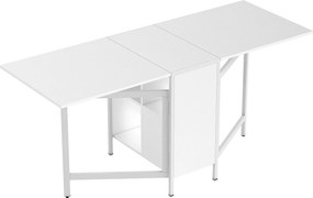 HOMCOM Mesa de Cozinha Dobrável com Arrumação Mesa de Refeição Compacta com 4 Prateleiras 169x60x75 cm Branco | Aosom Portugal
