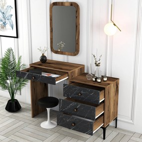 Cômoda Lizbon500 – Nogueira e Preto – 124x84,7x40 cm