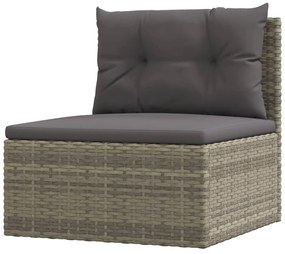 6 pcs conjunto lounge de jardim c/ almofadões vime PE cinzento