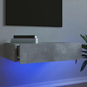 vidaXL Móvel de TV com luzes LED 60x35x15,5 cm cinzento cimento