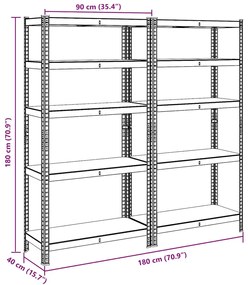 Prateleiras de armazenamento de 5 camadas 2 pcs aço azul