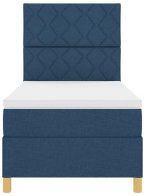 Cama Box com Colchão &amp; LED Azul 90x200 cm Tecido